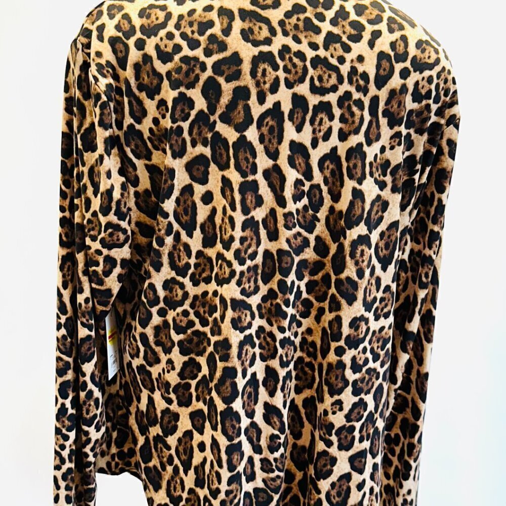 NWT INTEMPO Women Long Sleeve Leopard Print Thong Bodysuit Top Shirt Plus Sz 3X - Picture 7 of 13